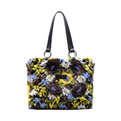 Oil Painting Plush Women Shoulder Bags Faux Fur Lady Handbags