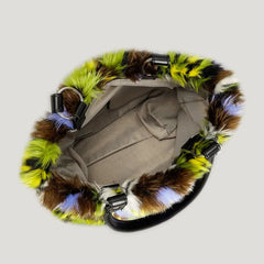 Oil Painting Plush Women Shoulder Bags Faux Fur Lady Handbags