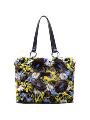 Oil Painting Plush Women Shoulder Bags Faux Fur Lady Handbags