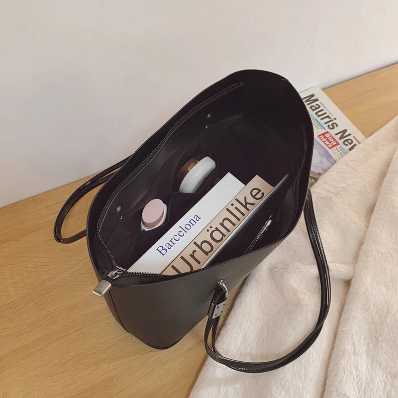 Large-capacity Tote Bag Soft PU Leather Handbag