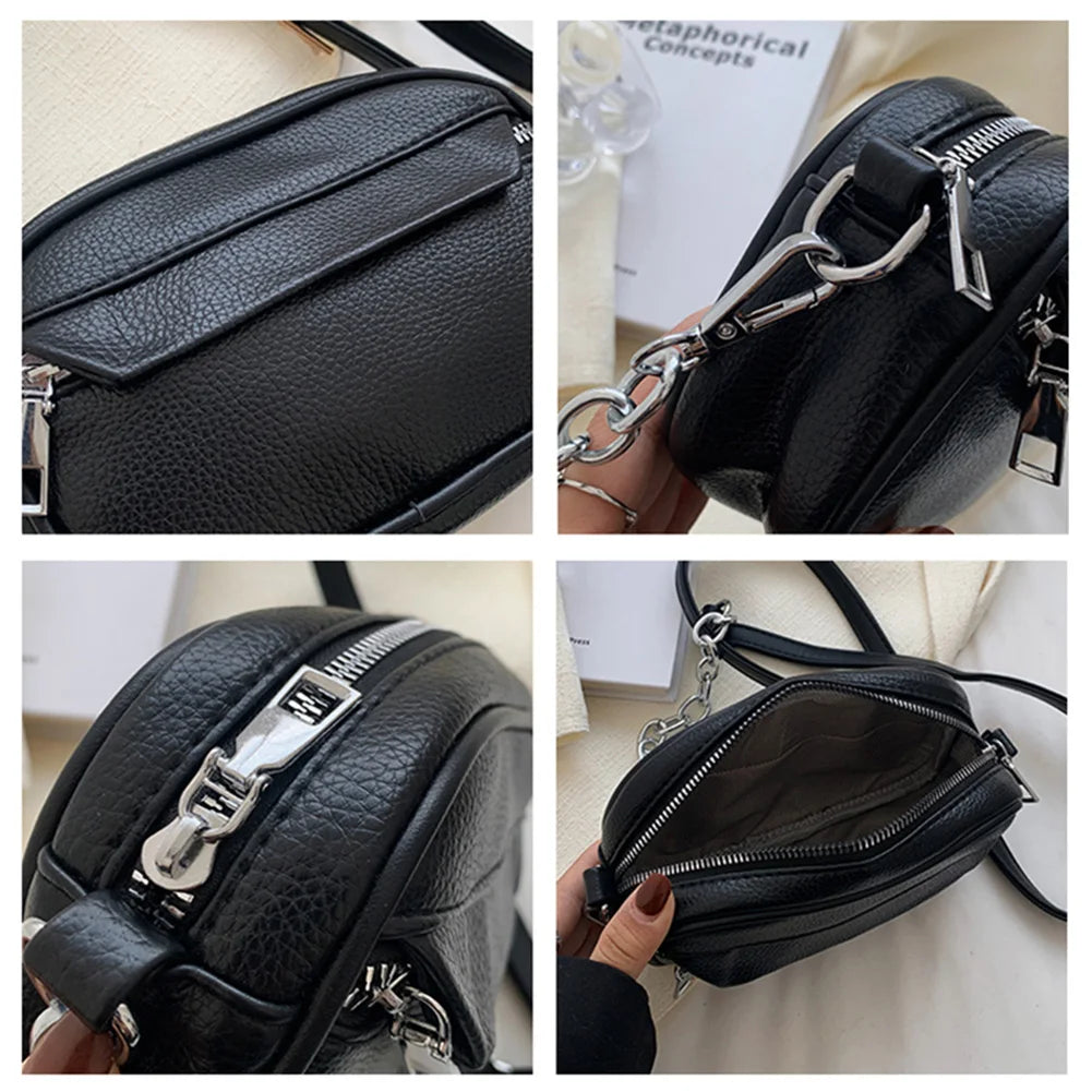 Casual Leather Crossbody Bag Small Square Purse Women Shoulder Bag