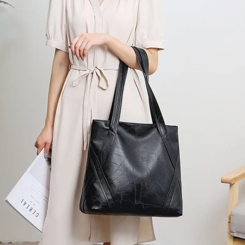Casual Leather Tote Bags for Women Large Capacity Bucket Handbags
