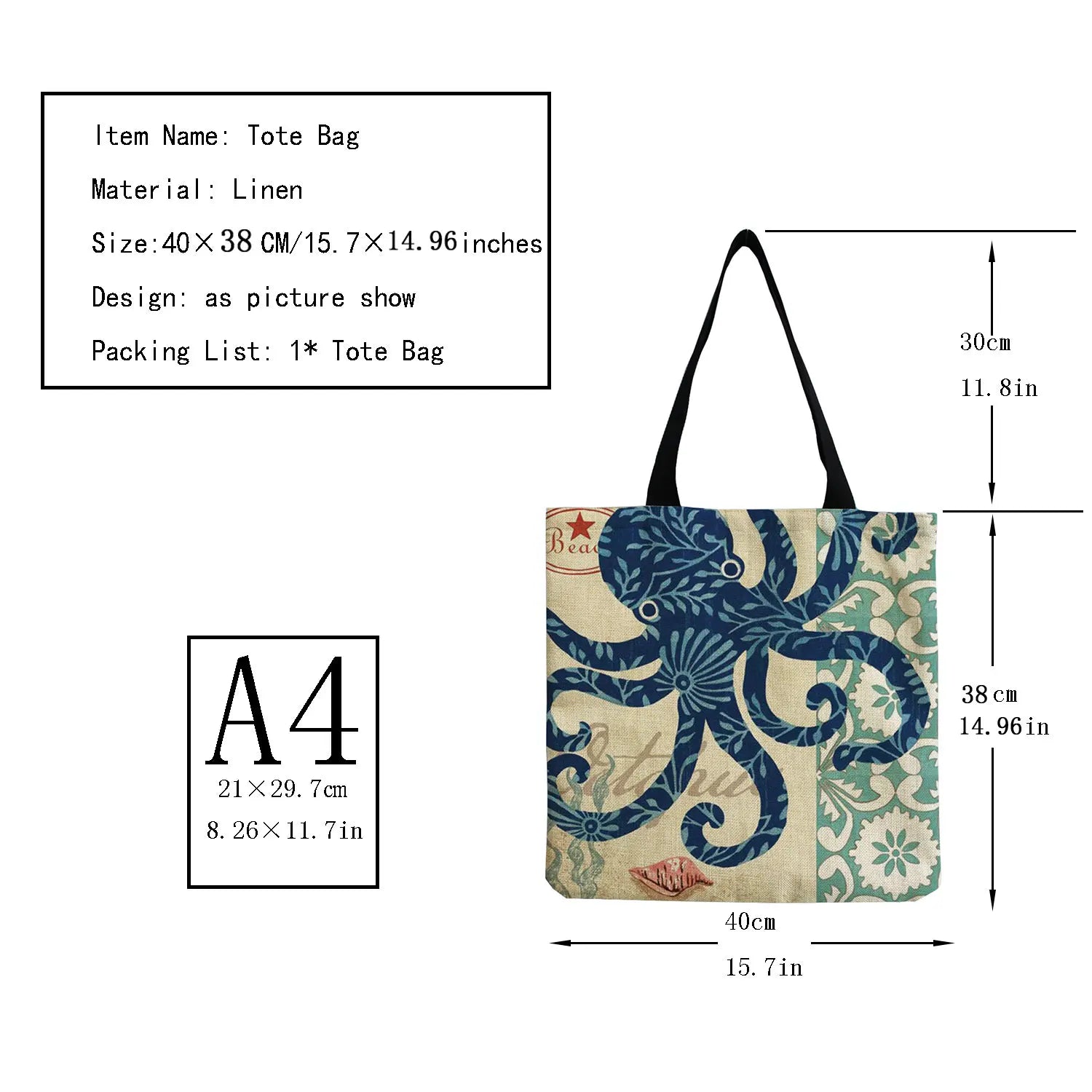 Leisure Totes Bag Women Handbag Turtle Horse Octopus Print Travel Shoulder