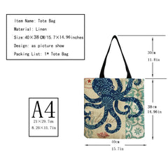 Leisure Totes Bag Women Handbag Turtle Horse Octopus Print Travel Shoulder