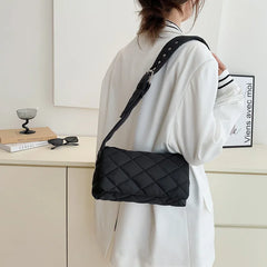 Casual Lingge Quilted Women Shoulder Bags Nylon Padded Crossbody Bag