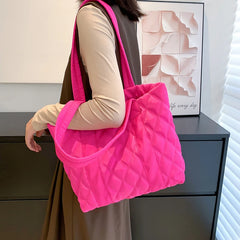 Casual Lingge Quilted Women Shoulder Bags Padded Lady Handbags