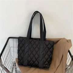 Casual Lingge Quilted Women Shoulder Bags Padded Lady Handbags