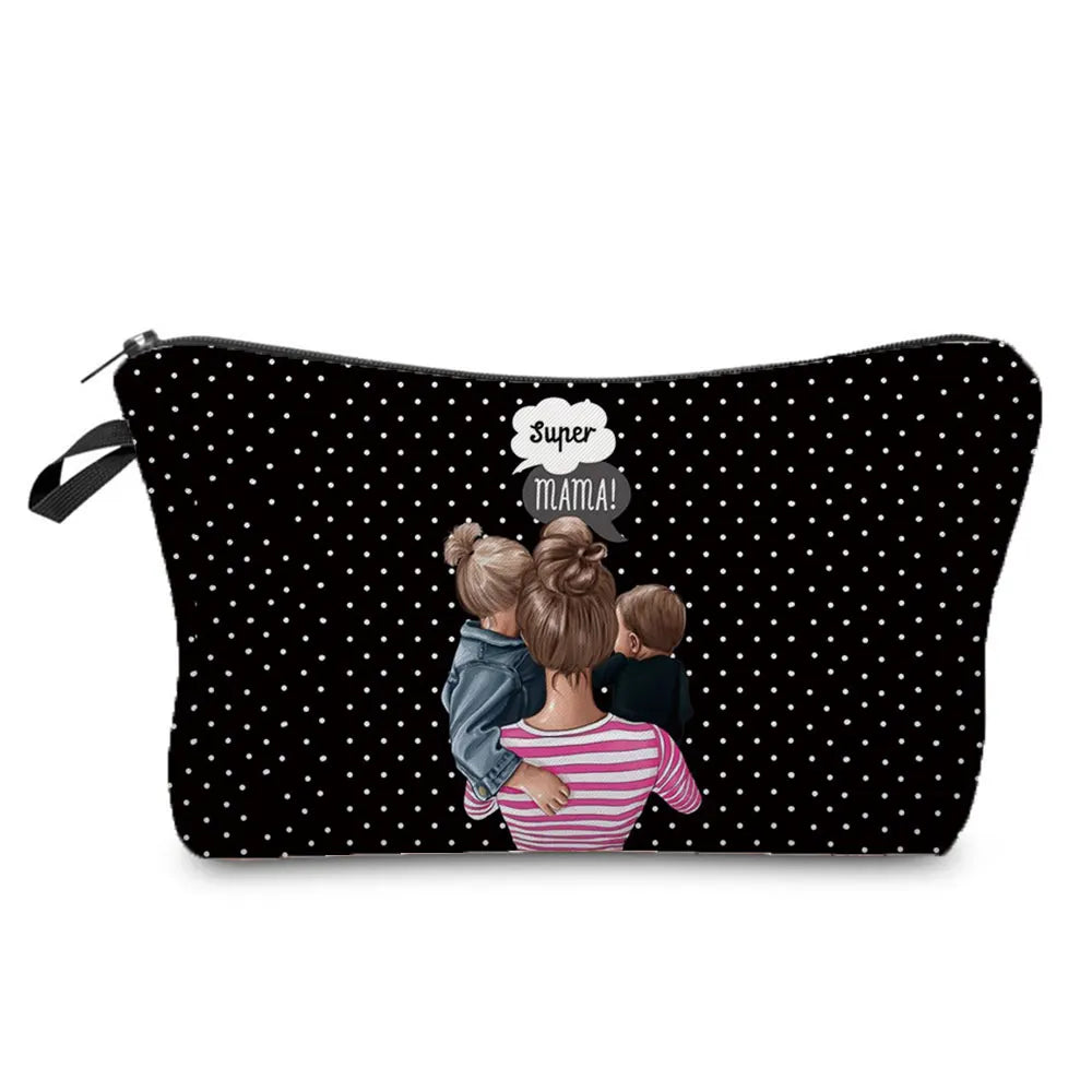 Cartoon Mama Print Makeup Bag for Women
