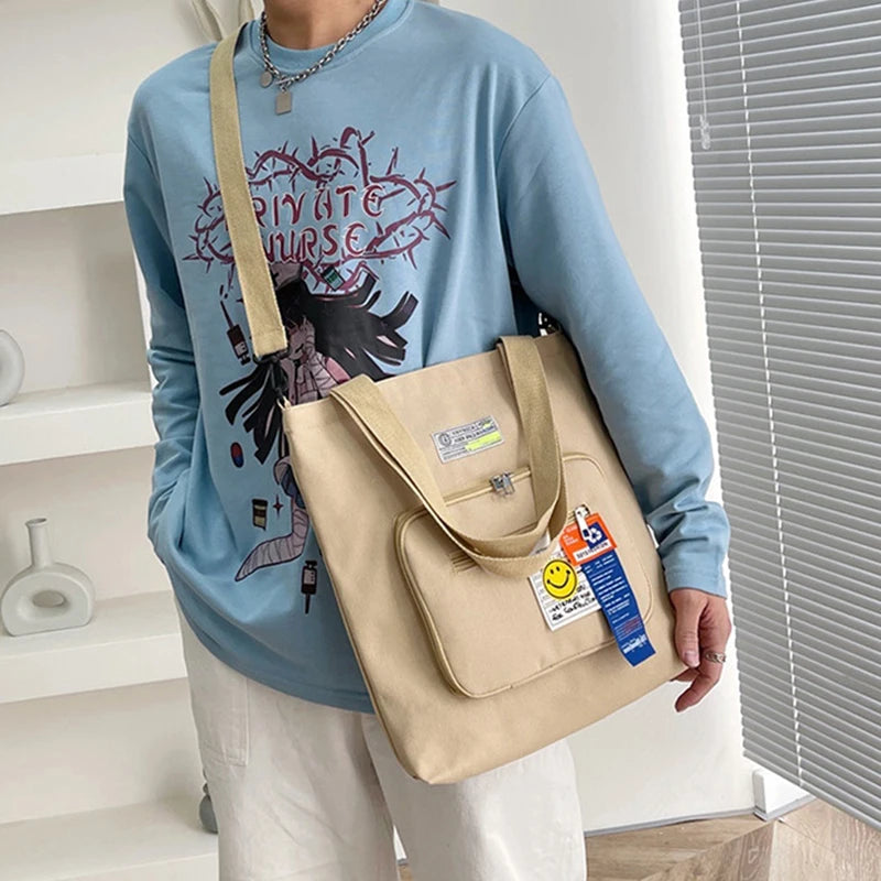 Casual Messenger Bags Men Women Shoulder Bags Cartoon Canvas Handbags