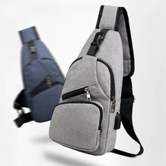 Men's Outdoor Crossbody Shoulder Chest Pouch with USB Charge Port