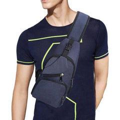 Men's Outdoor Crossbody Shoulder Chest Pouch with USB Charge Port