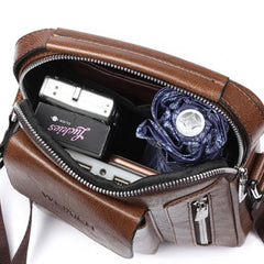 Vintage Men Shoulder Bag Crossbody High Capacity PU Leather Messenger Bag