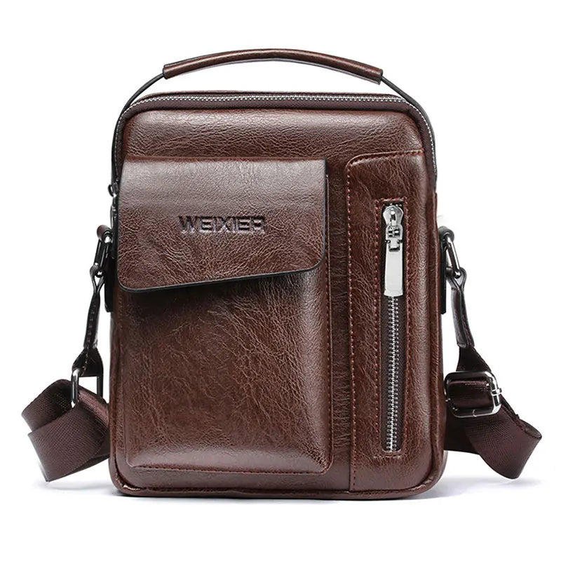 Vintage Men Shoulder Bag Crossbody High Capacity PU Leather Messenger Bag
