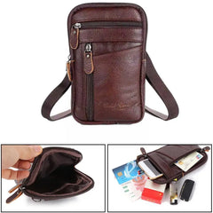 Men's Leather Waist Pack Phone Pouch Bag Belt Crossbody Shoulder Chest Pack