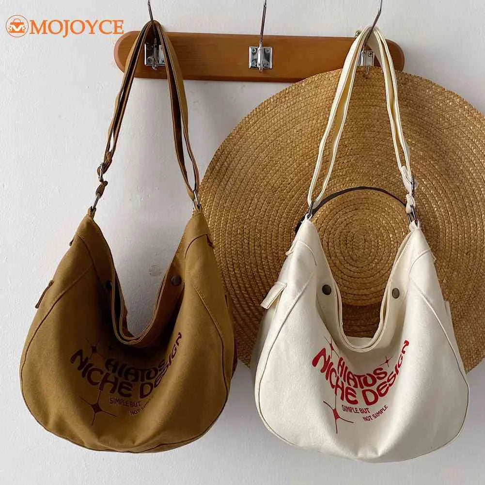 Canvas Shoulder Bag Letter Print Handbag Large Capacity Tote Bags