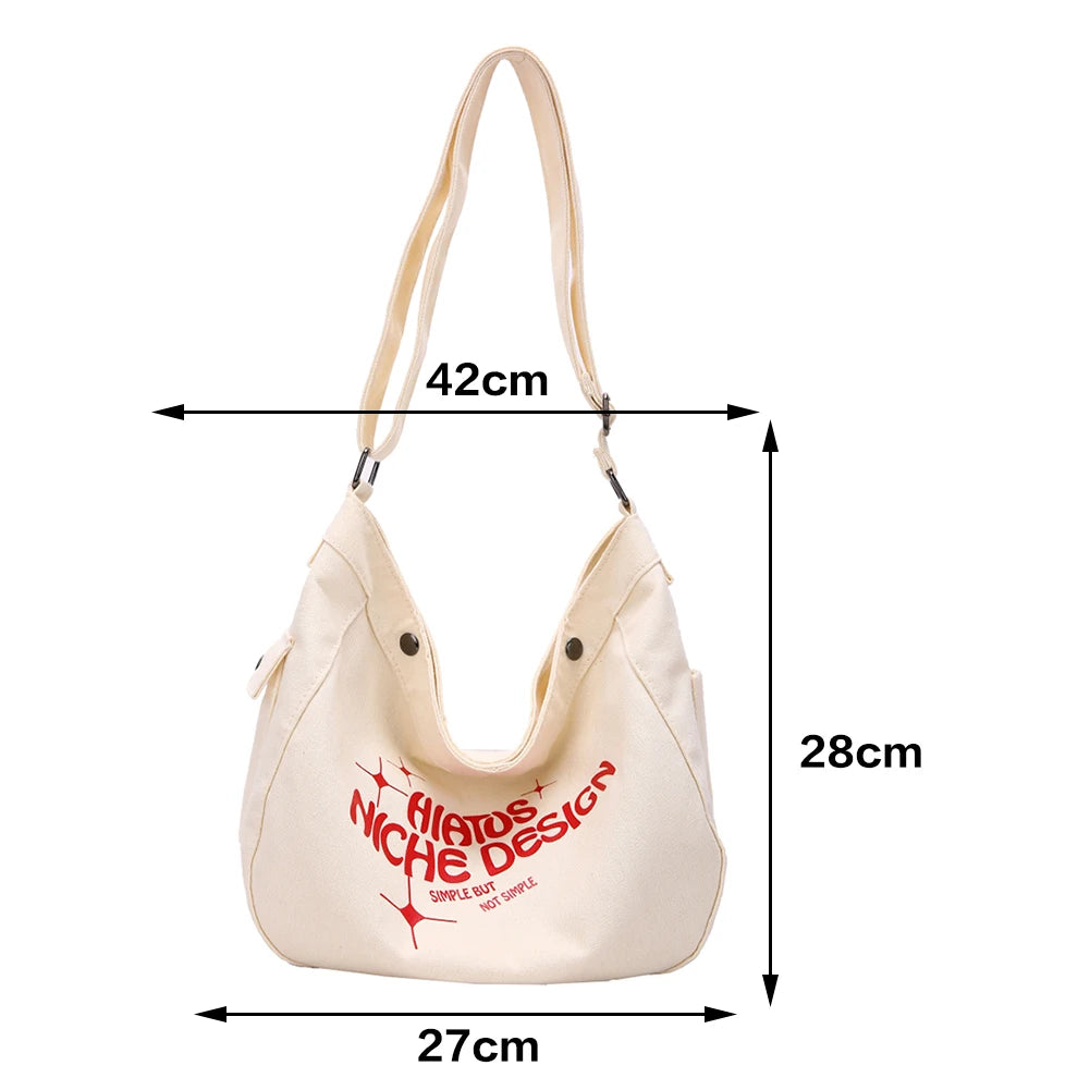 Canvas Shoulder Bag Letter Print Handbag Large Capacity Tote Bags