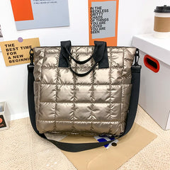 Casual Nylon Green Shoulder Bag Cotton Women Handbag Quilted Bucket Totes
