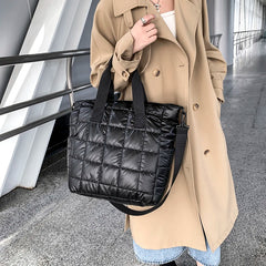Casual Nylon Green Shoulder Bag Cotton Women Handbag Quilted Bucket Totes