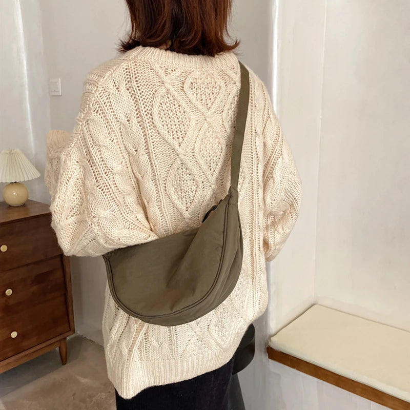 Nylon Hobo Crossbody Bag for Women Large Capacity Tote Lady Travel Shopper Bag