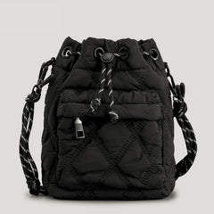 Nylon Shoulder Bag Quilted Crossbody Vintage Bucket Tote Female Purses