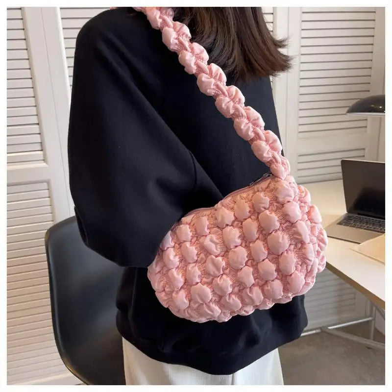 Nylon Quilted Crossbody Shoulder Bag for Women