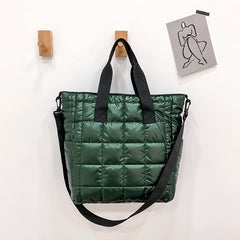 Quilted Nylon Shoulder Bag Cotton Padded Handbag Winter Large Capacity