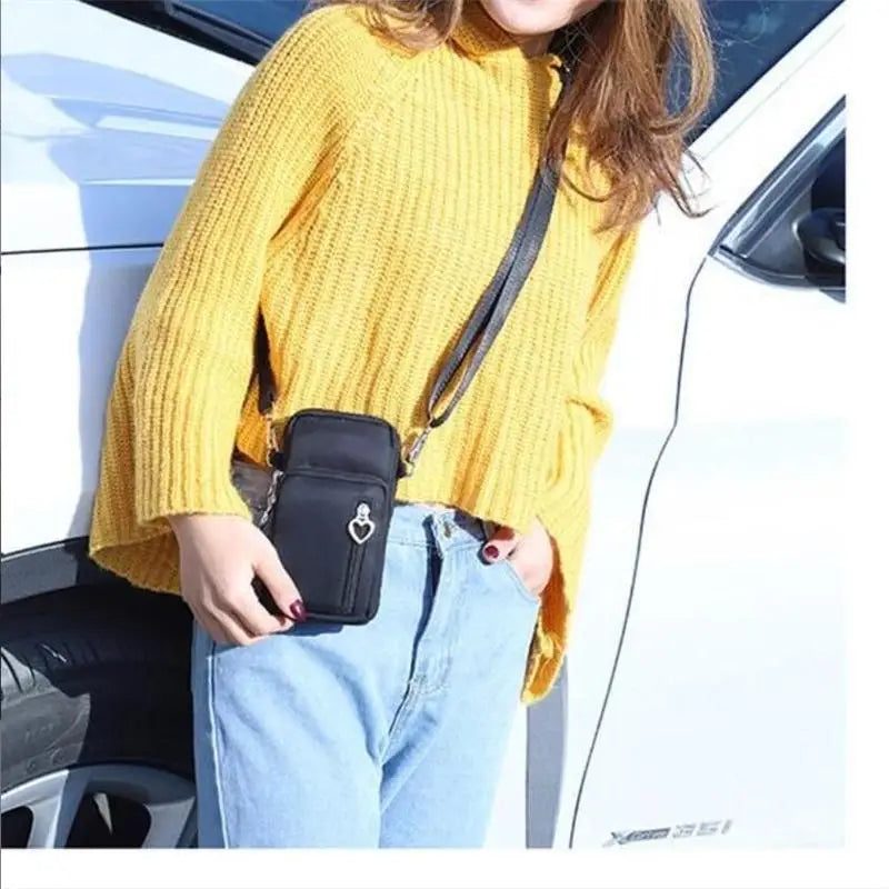 Nylon Shoulder Bag for Women Cellphone Crossbody Small Messenger Handbag