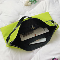 Casual Nylon Tote Bag for Women Large Capacity Shoulder Bag Metal Chain Handbag