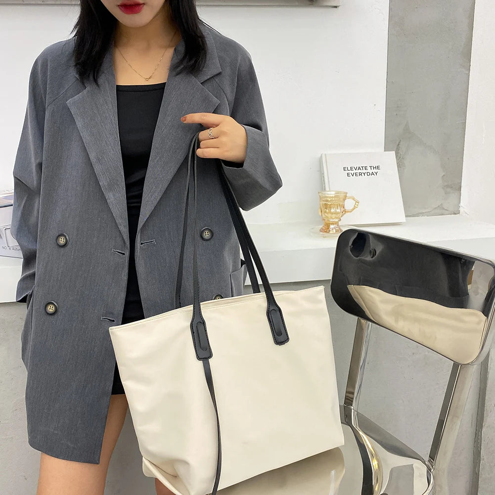 Casual Nylon Waterproof Handbag Women Large Capacity Shoulder Top-handle Bag