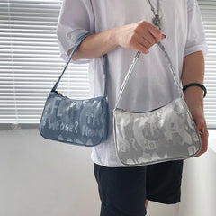 Casual Nylon Women Daily Shoulder Bags Vintage Letters Printing Ladies Tote