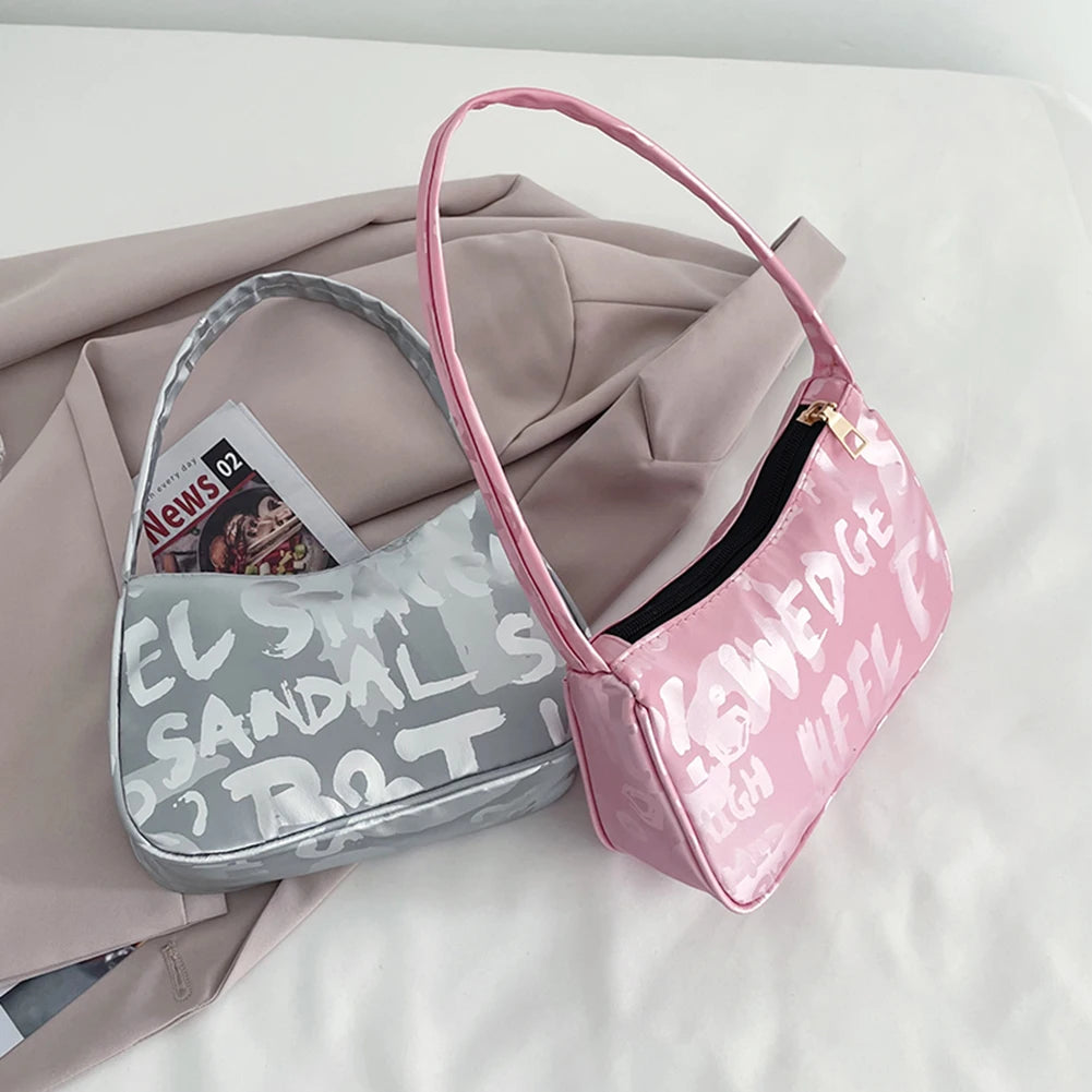 Casual Nylon Women Daily Shoulder Bags Vintage Letters Printing Ladies Tote