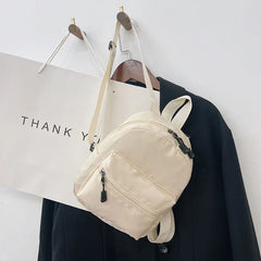 Nylon Women Mini Backpack Solid Preppy Style School Bags