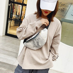 Glitter PU Leather Chest Bags Women Streetwear Messenger Packs