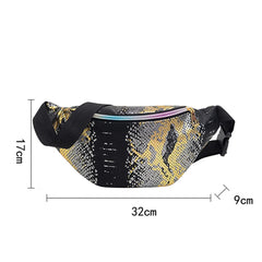 Glitter PU Leather Chest Bags Women Streetwear Messenger Packs
