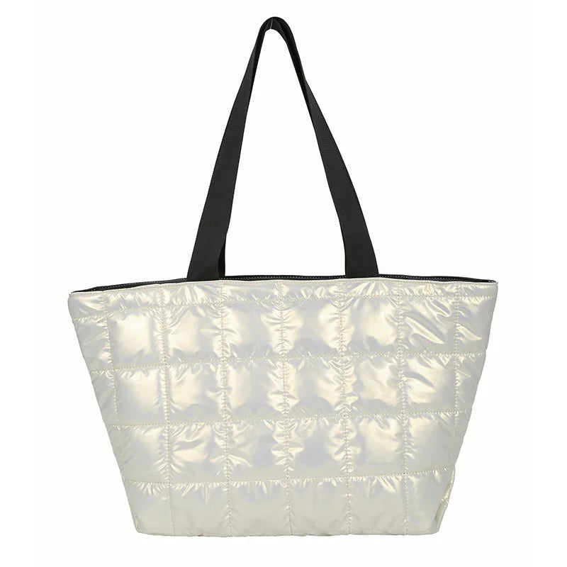 Casual Padded Tote Bag Women Winter Nylon Handbag Shoulder Purse