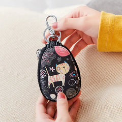 Casual Painted Women Girls Key Bag PU Leather Key Wallets