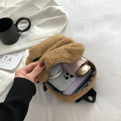 Casual Plush Women Small Backpack Solid Female Autumn Winter Mini Children Schoo