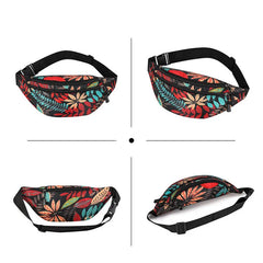 Print Leaf Crossbody Belt Bag Outdoor Sports Messenger Pouch