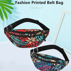 Print Leaf Crossbody Belt Bag Outdoor Sports Messenger Pouch
