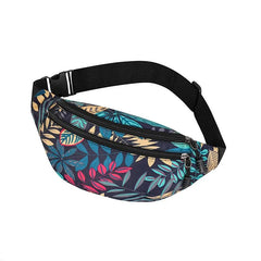 Print Leaf Crossbody Belt Bag Outdoor Sports Messenger Pouch