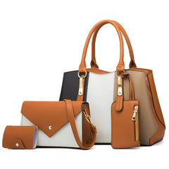 Casual Pu Leather Women Handbags Tote Bags Large Capacity 4 Pieces Set