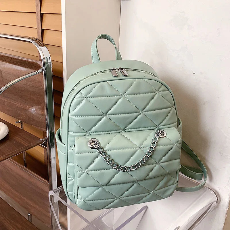 Casual PU Leather Women Small Backpack for Girls