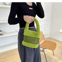 Soft Plush Lambswool Totes Bags for Women Winter, Small Shoulder Handbags
