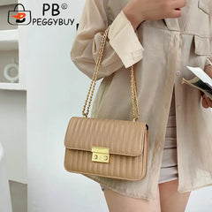 Embroidery Chain Shoulder Bag PU Solid Messenger Bags