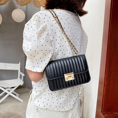 Embroidery Chain Shoulder Bag PU Solid Messenger Bags