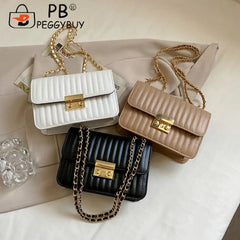 Embroidery Chain Shoulder Bag PU Solid Messenger Bags