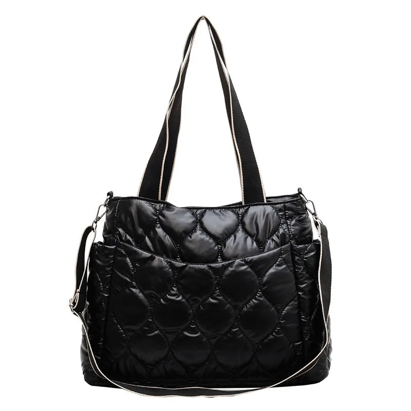 Casual Quilted Padded Crossbody Bag for Women Nylon Down Cotton Shoulder Bag