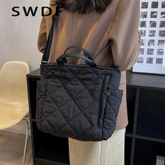 Quilted Canvas Shoulder Bags Soft Padded Handbags