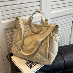 Quilted Canvas Shoulder Bags Soft Padded Handbags