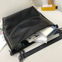 Casual Rivet Shoulder Bag Chain Crossbody Bags for Women Leather Handbags